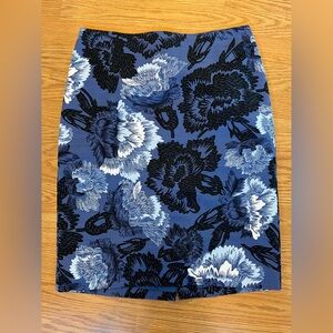 Ann Taylor Blue Floral Pencil Skirt